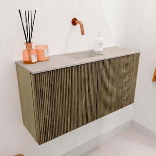 Mondiaz JOYA-DLUX Meuble de salle de bains 80cm - couleur Dusk - Vasque FAYE position Milieu Sans trou de robinet couleur Opalo.