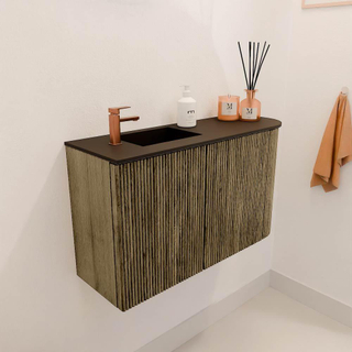 Mondiaz JOYA 71.6cm toiletmeubel - ronding rechts kleur Dusk - Wastafel FAYE positie Links 1 kraangat kleur Urban.