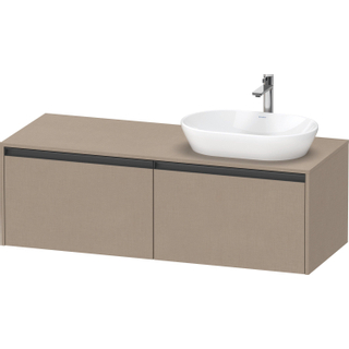 Duravit ketho 2 meuble sous lavabo avec plaque console avec 2 tiroirs pour lavabo à droite 140x55x45.9cm avec poignées lin anthracite mat