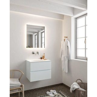 Mondiaz VICA ensemble de meuble de salle de bain - 60cm - meuble sous-vasque argile - 2 tiroirs - lavabo lune milieu - sans trou de robinet version XL 60cm de haut