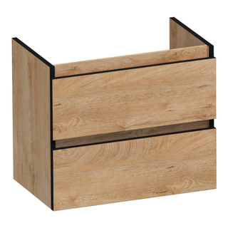BRAUER Joy Edge wastafelonderkast ondiep 60 2 softclose lades - greeploos - 1 sifon uitsparing - Forest Tan