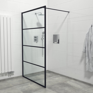 FugaFlow Efficiente Vetro douche à l'italienne salle de bain - 120x200cm - cadre lignes extérieur - anti-calcaire - noir mat