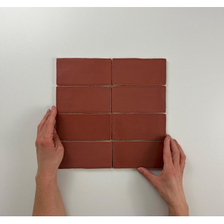 Cifre Ceramica Atlas wandtegel - 7.5x15cm - 8.5mm - Rechthoek - Rood mat
