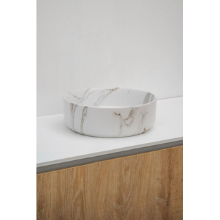 Riho marmic vasque ronde 34.6x34.6x11.4cm céramique ronde marbre blanc mat