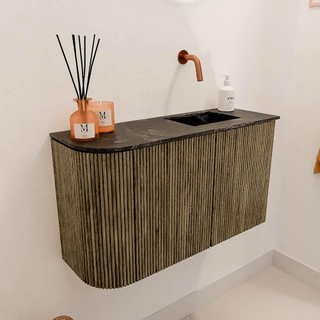 Mondiaz JOYA-DLUX 71.6cm toiletmeubel - ronding links kleur Dusk - Wastafel FAYE positie Rechts Zonder kraangat kleur Lava.