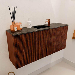 Mondiaz JOYA-DLUX Meuble de salle de bains 90cm - couleur Ruby - Vasque FAYE position Milieu 1 trou de robinet couleur Lava