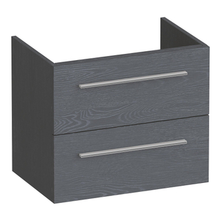 BRAUER Trust meuble sous lavabo peu profond 60 excl. poignées à poser 2 tiroirs softclose et 1 découpe pour le siphon - Gris Bois