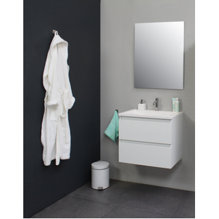 Basic Bella Meuble avec lavabo acrylique 60x55x46cm 1 trou de robinet avec miroir Blanc brillant