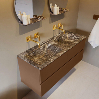 Mondiaz VICA-DLUX ensemble de meuble de salle de bain - 120cm - meuble sous-vasque repos - 4 tiroirs - lavabo encastré cloud double - sans trous de robinet - version haute de 60cm - lave