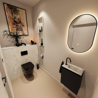 MONDIAZ TURE-DLUX Meuble toilette - 40cm - Urban - EDEN - vasque Ostra - position droite - 1 trou de robinet