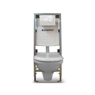 Plieger Brussel toilet set met Geberit Inbouwreservoir inclusief softclose toiletzitting witte afdekplaat