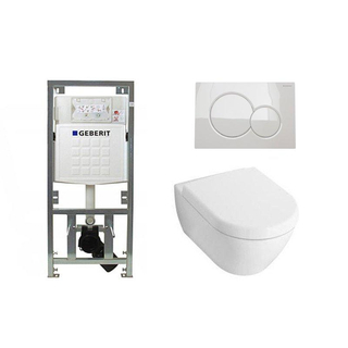 Villeroy & Boch Subway 2.0 Compact met softclose zitting toiletset met geberit inbouwreservoir en sigma 01 drukplaat wit