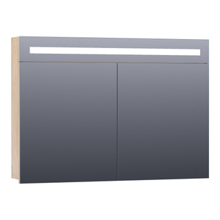 Saniclass 2.0 Spiegelkast - 100x70x15cm - verlichting geintegreerd - 2 links- en rechtsdraaiende spiegeldeuren - MFC - sahara