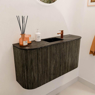 Mondiaz JOYA-DLUX Meuble de salle de bains 83,2cm - arrondis gauche et droite couleur Shadow - Vasque FAYE position Milieu 1 trou de robinet couleur Lava