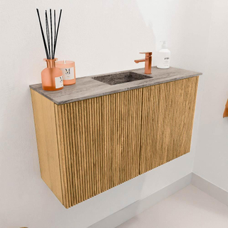 Mondiaz JOYA-DLUX 70cm toiletmeubel - kleur Oak - Wastafel FAYE positie Midden 1 kraangat kleur Oza.