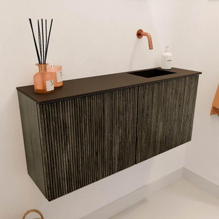 Mondiaz JOYA 90cm toiletmeubel - kleur Shadow - Wastafel FAYE positie Rechts Zonder kraangat kleur Urban.