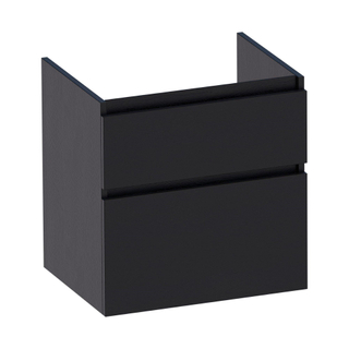 BRAUER Advance Wastafelonderkast - 60x46x60cm - 2 softclose greeploze lades - 1 sifonuitsparing - MFC - black wood
