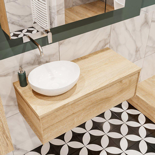 Mondiaz LUSH Meuble salle de bains avec 1 tiroir lavabo BARCO 100x30x45cm Gauche sans trou de robinet Washed oak