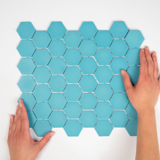 The Mosaic Factory Valencia Carrelage mosaïque hexagonal 27.8x32.5cm pour mur et sol et pour l'intérieur et l'extérieur résistant au gel Turquoise mat