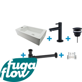 FugaFlow Eccelente Sobrado Badkamer Fonteinset - links - 1 kraangat - fonteinkraan mat zwart - wit - Black Friday -