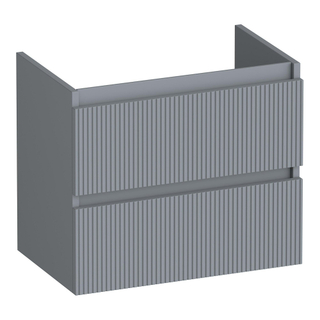 BRAUER Joy Wavy meuble sous lavabo peu profond 60 2 tiroirs softclose - sans poignée - 1 découpe pour le siphon - gris mat