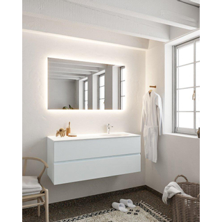 Mondiaz VICA ensemble de meuble de salle de bain - 120cm - meuble sous-vasque argile - 2 tiroirs - lavabo lune droite - 1 trou de robinet - miroir LED - version XL 60cm de haut