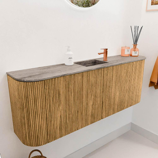 Mondiaz JOYA-DLUX Meuble de salle de bains 113.2cm - arrondi gauche et droite couleur Oak - Vasque FAYE position Milieu 1 trou de robinet couleur Oza