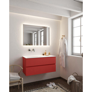 Mondiaz VICA ensemble de meuble de salle de bain - 100cm - meuble sous-vasque fire - 2 tiroirs - lavabo cloud gauche - sans trou de robinet - miroir LED - version XL 60cm de haut