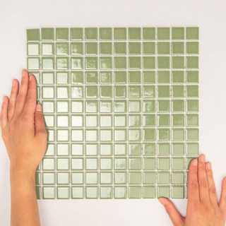 The Mosaic Factory Barcelona mozaïektegel - 30x30cm - wandtegel - Vierkant - Porselein Olive Green Glans