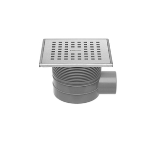 Easy drain Aqua plus quattro siphon de sol avec pièce de finition en acier inoxydable avec grille en acier inoxydable et sortie latérale 15x15cm profondeur d'installation 73 106mm siphon à eau 50 à 25mm