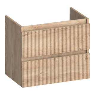 BRAUER Joy Wavy wastafelonderkast ondiep 60 2 softclose lades - greeploos - 1 sifon uitsparing - Forest Wheat