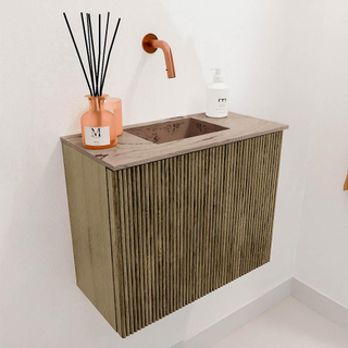 Mondiaz JOYA-DLUX 50cm toiletmeubel - kleur Dusk - Wastafel FAYE positie Midden Zonder kraangat kleur Arena.