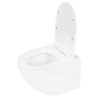 Differnz WC suspendu sans bride 51.5x35.5cm avec abattant frein de chute blanc mat