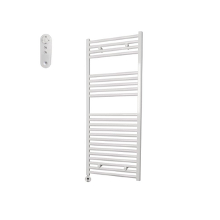 Sanicare HVS Elektrische Radiator - 111.8x45cm - 596W - met afstandsbediening - thermostaat - wit - linksonder - wit