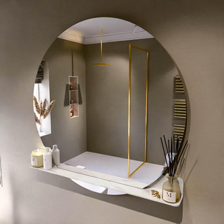 Miroir de salle de bain Mondiaz SPOT - rond 120cm - plan de miroir - couleur Ostra