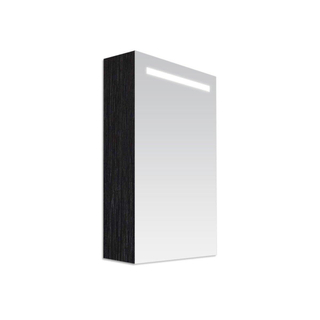 BRAUER Double Face Spiegelkast - 60x70x15cm - verlichting - geintegreerd - 1 rechtsdraaiende spiegeldeur - MFC - black wood