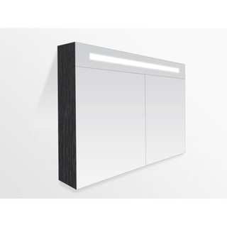 Saniclass 2.0 Armoire toilette 80x70x15cm avec 2 porte et éclairage LED Black Wood