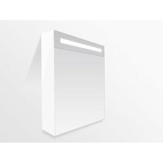 BRAUER Double Face Spiegelkast - 60x70x15cm - verlichting - geintegreerd - 1 linksdraaiende spiegeldeur - MDF - mat wit