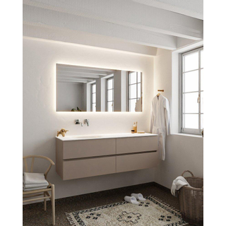 Mondiaz VICA ensemble de meuble de salle de bain - 150cm - meuble sous-vasque fumée - 4 tiroirs - lavabo lune gauche - sans trou de robinet version XL 60cm de haut