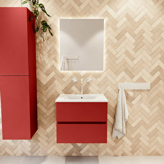 Mondiaz VICA ensemble de meuble de salle de bain - 60cm - meuble sous-vasque fire - 2 tiroirs - lavabo denia milieu - 1 trou de robinet - version haute de 60cm - blanc brillant