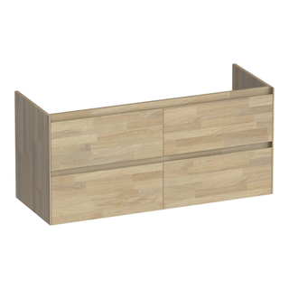 BRAUER Inspire wastafelonderkast 120 4 softclose lades - greeploos - 2 sifon uitsparingen - massief eiken - vingerlas eiken grijs