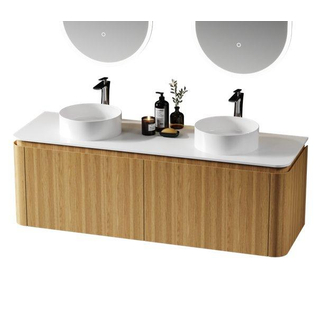 Saniclass Terra Wastafelonderkast - 140cm - 4 lades - afgeronde hoeken - sandwood (Licht eiken)