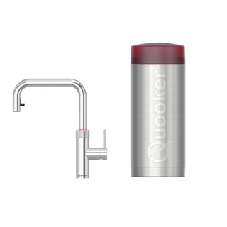 Quooker BE Flex Square kokendwaterkraan - draaibare & uittrekbare uitloop - Combi reservoir - Warm / kokend water - chroom