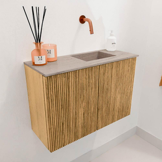 Mondiaz JOYA-DLUX Meuble de salle de bains 60cm - couleur Chêne - Vasque FAYE position Droite Sans trou de robinet couleur Saba