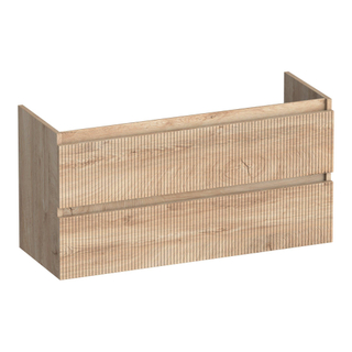 BRAUER Joy Wavy wastafelonderkast ondiep 100 2 softclose lades - greeploos - 1 sifon uitsparing - Forest Wheat