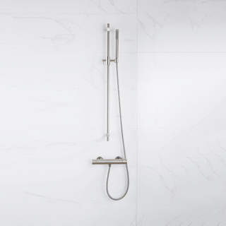 FugaFlow Eccelente Sobrado Badkamer douchekraan met glijstangset met staafhanddouche, metalen doucheslang geborsteld RVS PVD