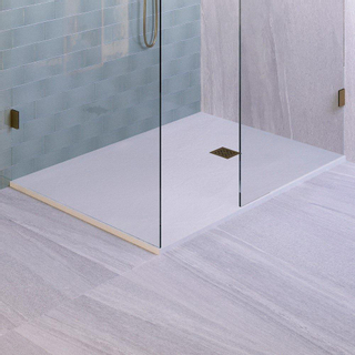 BRAUER Asteroid Douchebak 100x160 incl. antislip en antibacterieel mineraalmarmer mat wit