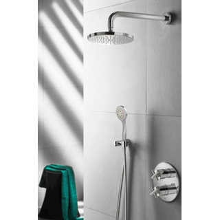 Hotbath Get Together Chap Set de douche thermostatique complet encastrable avec inverseur d'arrêt 2 voies 3 jets 20cm bras mural Nickel brossé