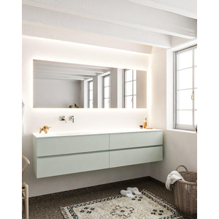 Mondiaz VICA ensemble de meuble de salle de bain - 200cm - meuble sous-vasque gris - 4 tiroirs - lavabo cloud gauche - sans trou de robinet - miroir LED - version XL 60cm de haut