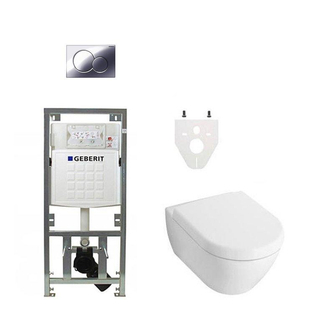 Villeroy & Boch Subway 2.0 DirectFlush ceramic+ toiletset met Geberit reservoir en bedieningsplaat chroom